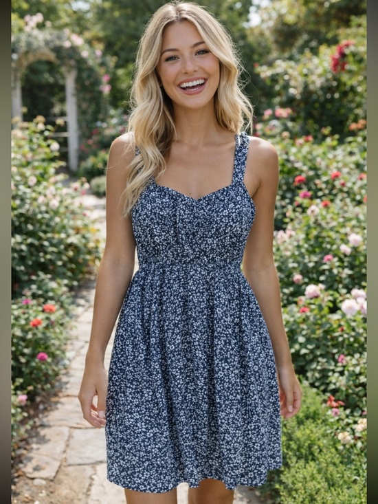 Abercrombie & Fitch Dresses & Skirts - Abercrombie & Fitch Women's Blue Floral Smocked Mini Dress Size LT 36318